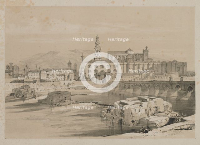 Picturesque Sketches in Spain: Remains of a Roman Bridge on the Guadalquiver, Cordova, 1837. Creator: Thomas Shotter Boys (British, 1803-1874); Hodgson & Graves, 6, Pall Mall, London.
