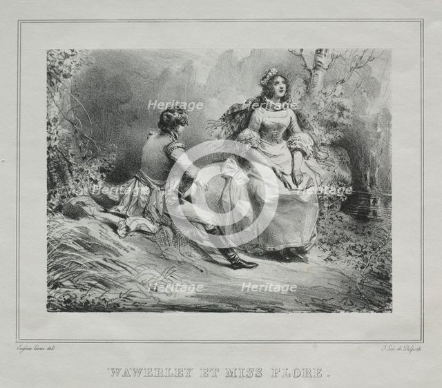 Picturesque Views of Scotland: Waverly and Miss Flora, 1825-1828. Creator: Eugène Louis Lami (French, 1800-1890).