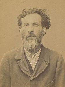 Pidoux. Jean. Victor. 45 ans, né au Châtelet (Seine-et-Marne). Estampeur de métaux. Anarch..., 1894. Creator: Alphonse Bertillon