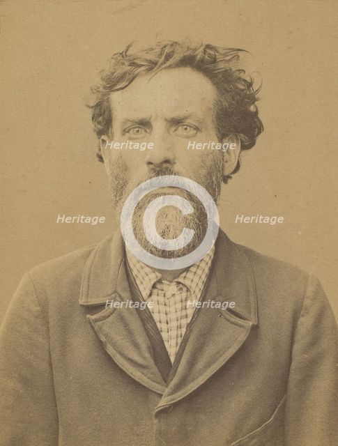 Pidoux. Jean. Victor. 45 ans, né au Châtelet (Seine-et-Marne). Estampeur de métaux. Anarch..., 1894. Creator: Alphonse Bertillon.