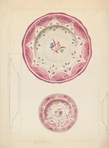Pie Plate and Cup Plate, c. 1938. Creator: Cora Parker
