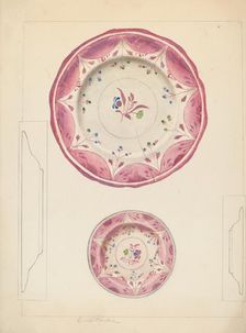 Pie Plate and Cup Plate, c. 1938. Creator: Cora Parker