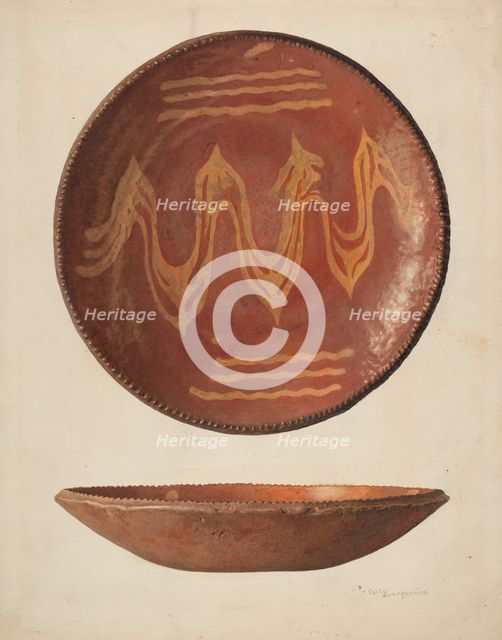 Pie Plate, c. 1938. Creator: Carl Buergerniss.