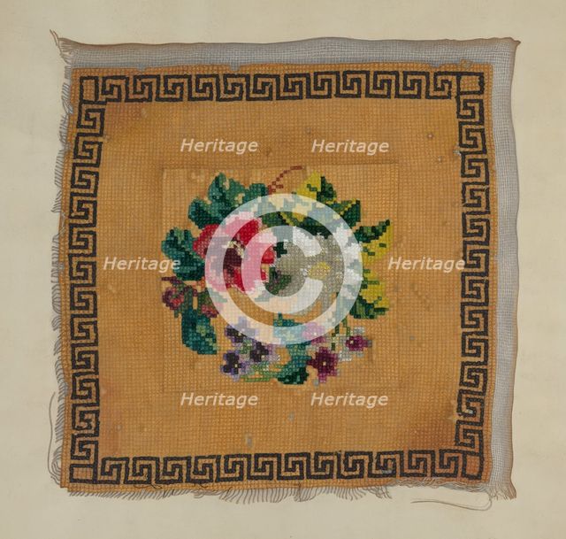 Piece of Cross-Stitch, c. 1937. Creator: Beyer, George.