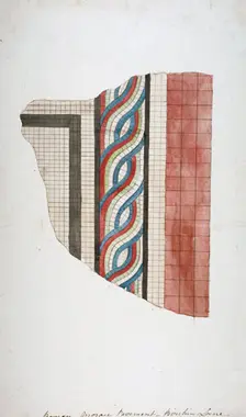 Piece of Roman mosaic found in Birchin Lane, City of London, 1786. Artist: Anon