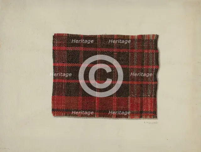 Piece of Wool Plaid, c. 1938. Creator: Raymond Manupelli.