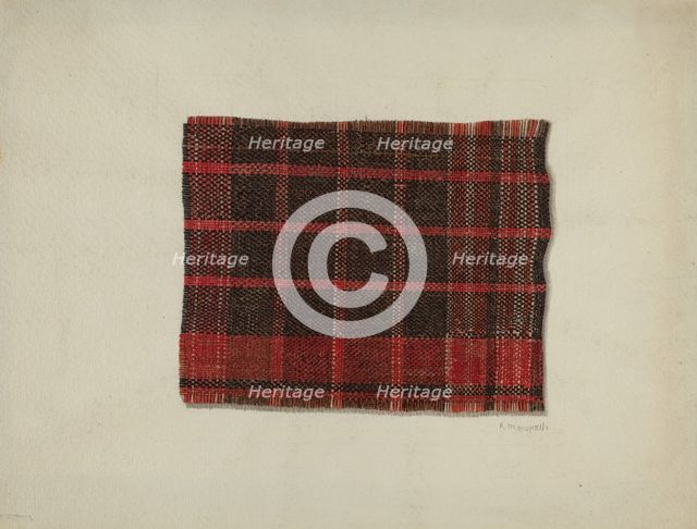 Piece of Wool Plaid, c. 1938. Creator: Raymond Manupelli.