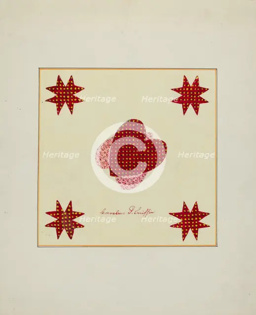 Pieced Autograph Quilt (1 Piece), c. 1936. Creators: Cornelius Christoffels, Margaret Linsley.