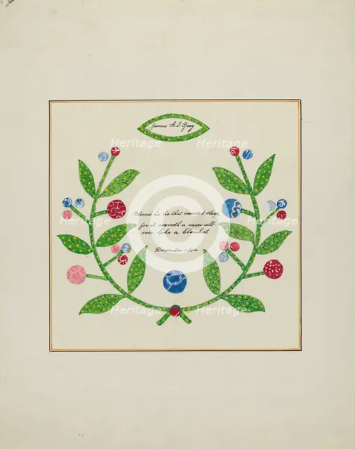 Pieced Autograph Quilt (1 Piece), c. 1936. Creators: Cornelius Christoffels, Margaret Linsley.