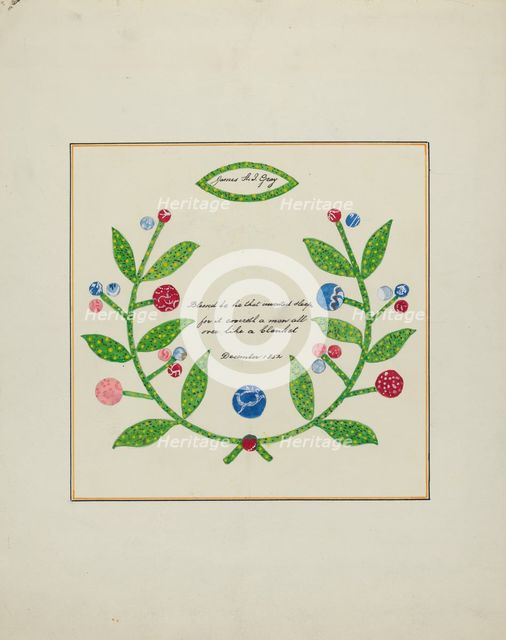 Pieced Autograph Quilt (1 Piece), c. 1936. Creators: Cornelius Christoffels, Margaret Linsley.