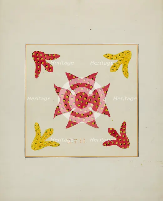 Pieced Autograph Quilt (1 Piece), c. 1936. Creators: Cornelius Christoffels, Margaret Linsley.