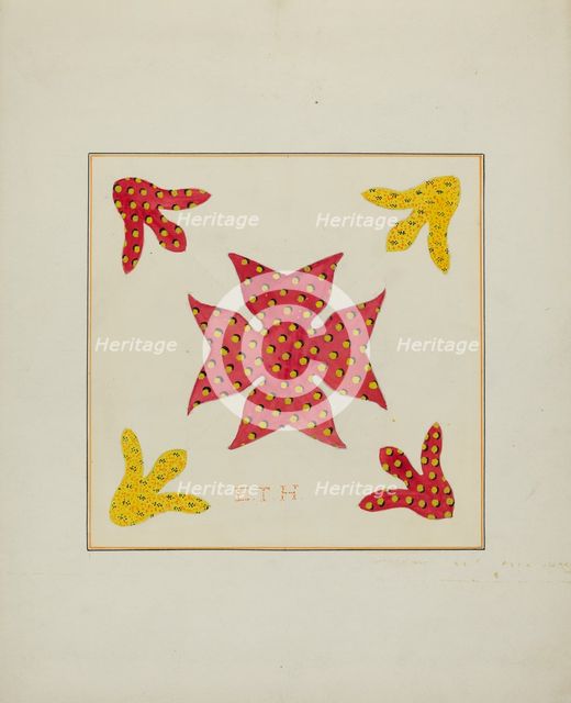 Pieced Autograph Quilt (1 Piece), c. 1936. Creators: Cornelius Christoffels, Margaret Linsley.
