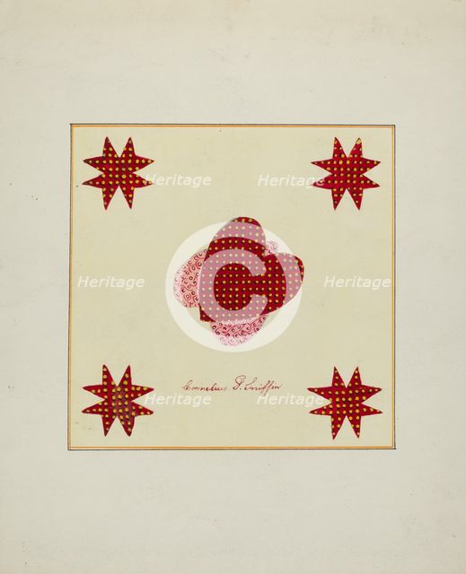 Pieced Autograph Quilt (1 Piece), c. 1936. Creators: Cornelius Christoffels, Margaret Linsley.