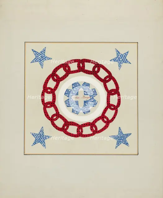 Pieced Autograph Quilt (1 Square), c. 1936. Creators: Cornelius Christoffels, Margaret Linsley.