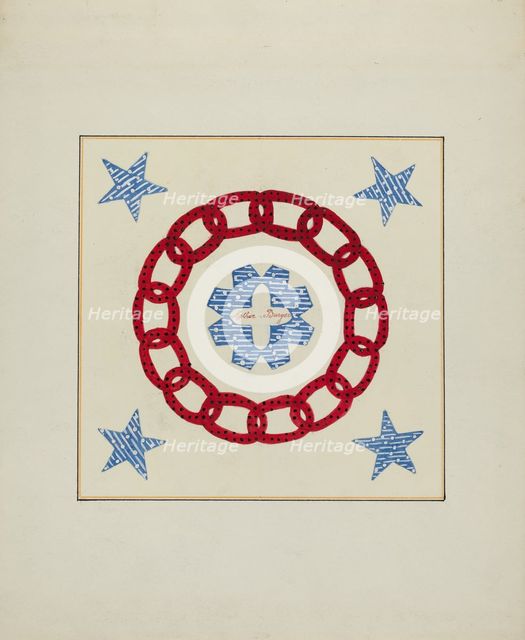 Pieced Autograph Quilt (1 Square), c. 1936. Creators: Cornelius Christoffels, Margaret Linsley.