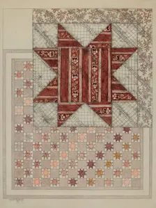 Pieced and Quilted Coverlet, c. 1937. Creator: Maud M Holme