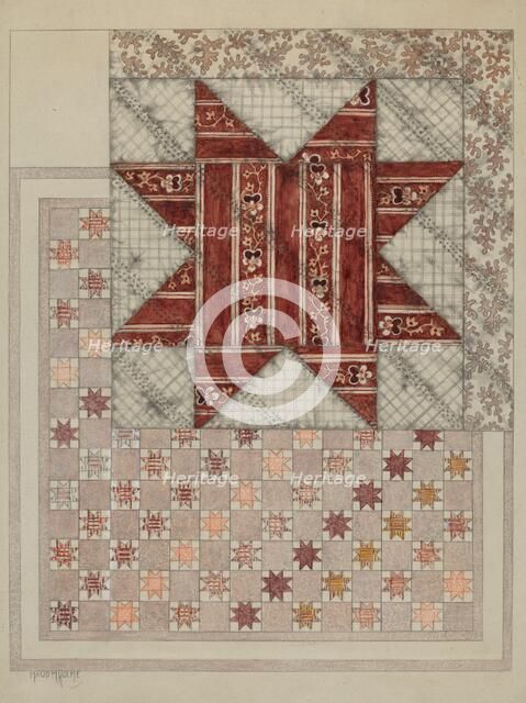 Pieced and Quilted Coverlet, c. 1937. Creator: Maud M Holme.