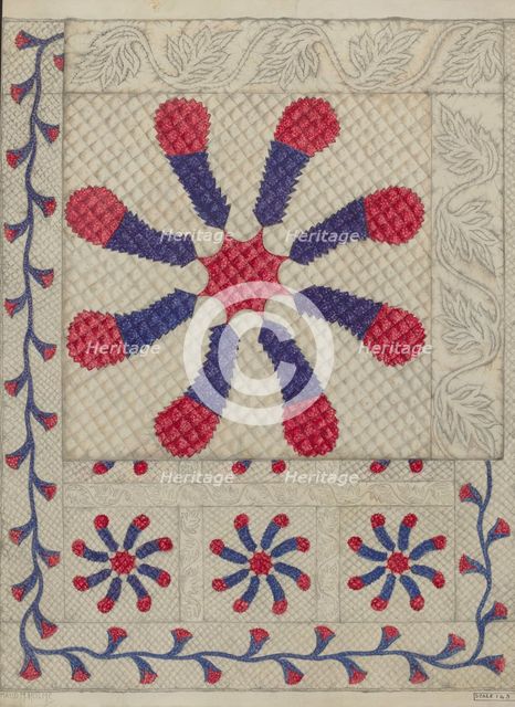 Pieced and Quilted Coverlet, c. 1937. Creator: Maud M. Holme.