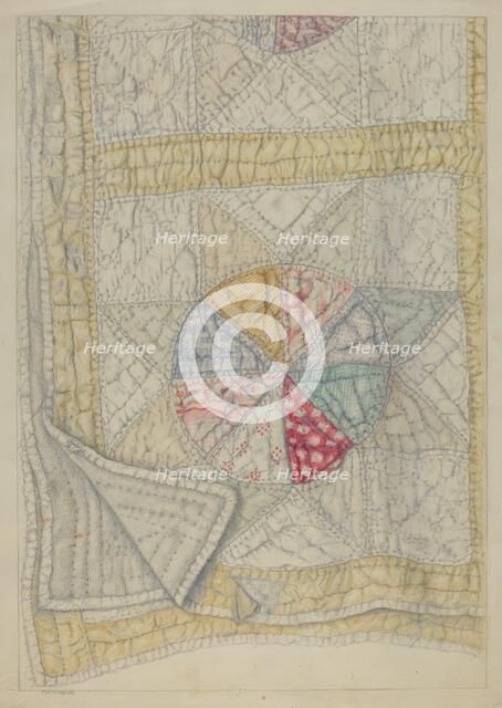 Pieced Quilt - "Star Pattern", c. 1938. Creator: Maud M Holme.