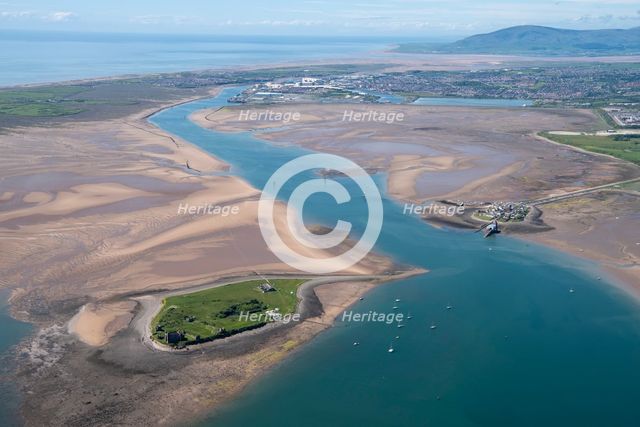 Piel and Roa Islands with Barrow-in-Furness and Black Combe fell in the background, Cumbria, 2021. Creator: Damian Grady.
