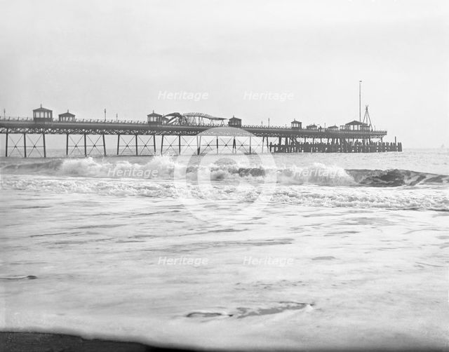Pier with whale skeleton, Boscombe Pier, Boscombe Spa, Bournemouth, Dorset, c1900. Creator: Robert Augustus Henry L'Estrange.