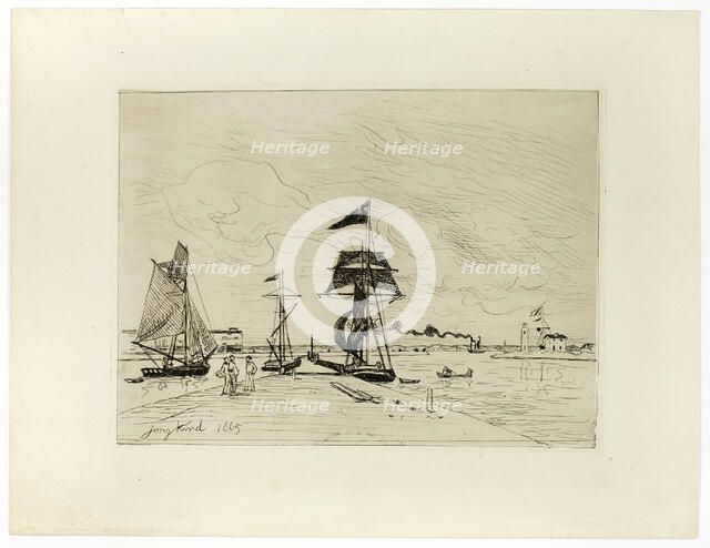 Pier at the Port of Honfleur, 1865. Creator: Johan Barthold Jongkind.