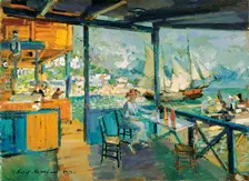 Pier in Gurzuf 1914. Artist: Konstantin Korovin