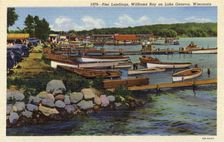 Pier landings, Williams Bay on Lake Geneva, Wisconsin, USA, 1940