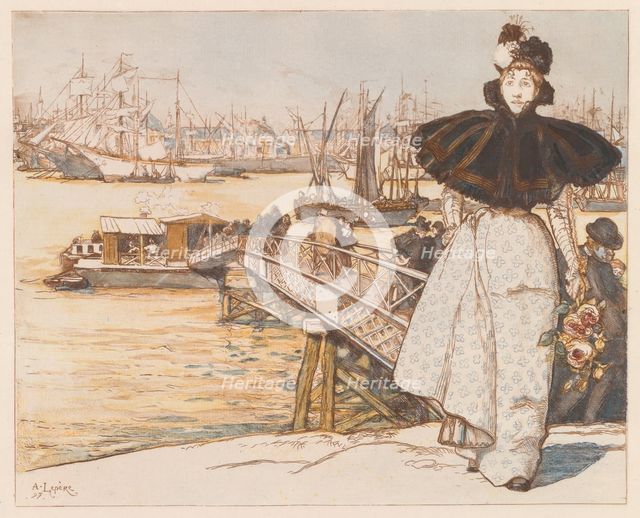 Pier on the Garonne, Bordeaux (Embarcadère sur la Garonne, Bordeaux), 1897. Creator: Auguste Louis Lepère (French, 1849-1918).