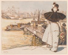 Pier on the Garonne, Bordeaux (Embarcadère sur la Garonne, Bordeaux), 1897. Creator: Auguste Louis Lepère (French, 1849-1918)