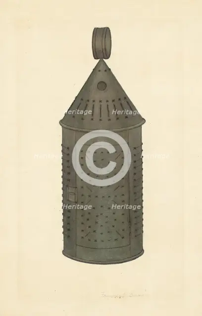 Pierced Tin Lantern, 1935/1942. Creator: Francis Bruner.