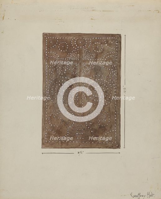 Pierced Metal Screen from Confessional, c. 1936. Creator: Geoffrey Holt.