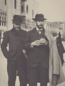 Pierre Bonnard (holding his Kodak box camera) with Ker-Xavier Roussel in Venice, 1899