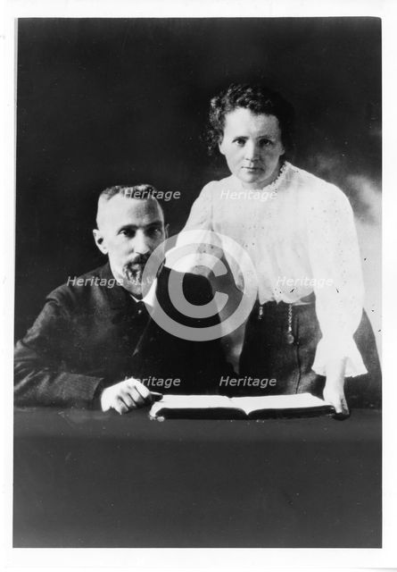 Pierre Curie (1859-1906) and Marie Sklodowska Curie (1867-1934) Artist: Anonymous  