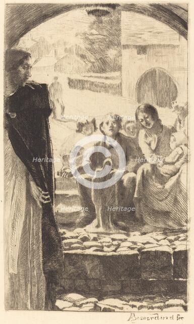 Pierre Copies the Virgin from the Portal of the Church of Marly (Pierre Copie la Vierge..., 1885. Creator: Paul Albert Besnard.