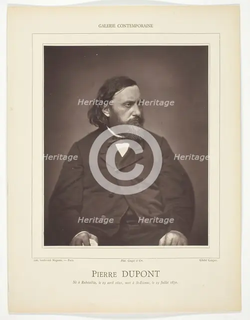 Pierre Dupont, c. 1876. Creator: Etienne Carjat.