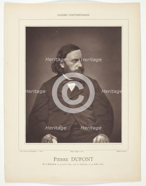 Pierre Dupont, c. 1876. Creator: Etienne Carjat.