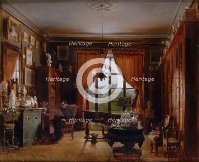 Pierre-Joseph-Guillaume Zimmermann in his Apartment in the Square d'Orléans, Paris. Artist: Lafaye, Prosper (1806-1883)