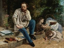 Pierre-Joseph Proudhon (1809-1865) and his children, 1865. Creator: Courbet, Gustave (1819-1877)