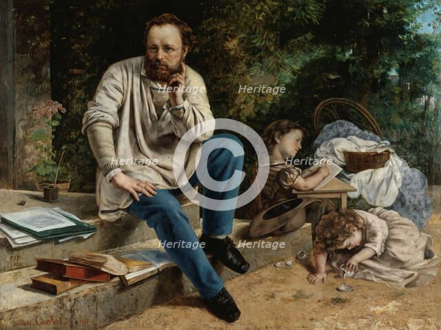 Pierre-Joseph Proudhon (1809-1865) and his children, 1865. Creator: Courbet, Gustave (1819-1877).
