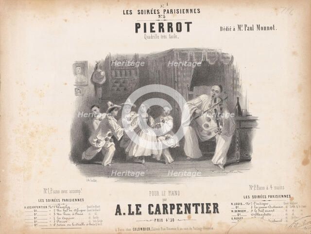 Pierrot. Quadrille très - facile pour le piano par Adolphe-Clair Le Carpentier. Creator: Coindre, Victor (1816-1896).