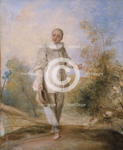 Pierrot standing, in a landscape. Creator: Ecole Francaise.
