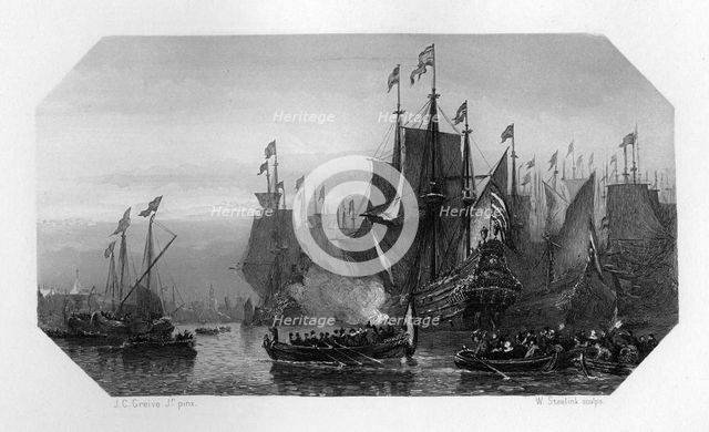 Piet Pieterszoon Hein brings in the silver fleet, Netherlands, 1629 (c1870). Artist: W Steelink