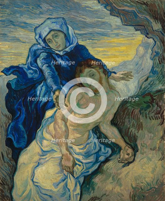 Pietà (after Delacroix) , 1889. Creator: Gogh, Vincent, van (1853-1890).