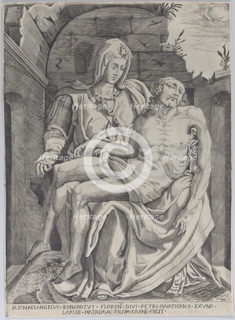 Pietà, set against an arched ruin, 1556-72. Creator: Master of the Name of Jesus Christ.