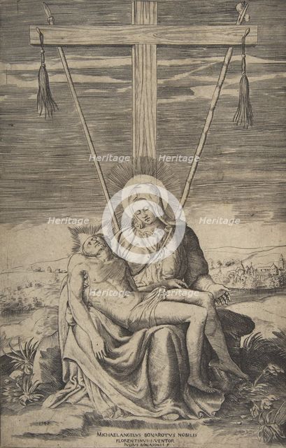 Pieta under the Cross of Golgatha, 1547. Creator: Giulio Bonasone.