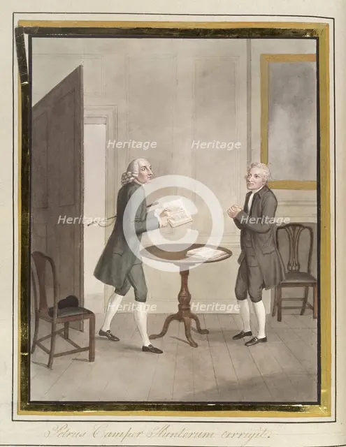 Pieter Camper correcting John Hunter's paper on the hawk, 1822. Creator: Jesse Foot.