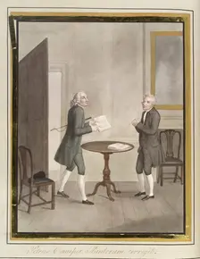 Pieter Camper correcting John Hunter's paper on the hawk, 1822. Creator: Jesse Foot