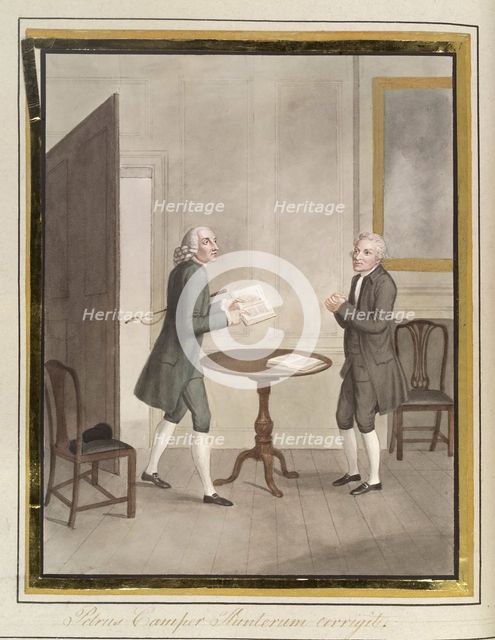 Pieter Camper correcting John Hunter's paper on the hawk, 1822. Creator: Jesse Foot.
