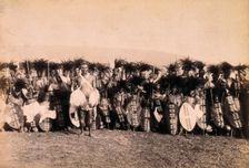 Pietermaritzburg, South Africa: African warriors preparing to dance, between 1800 and 1899. Creator: Unknown